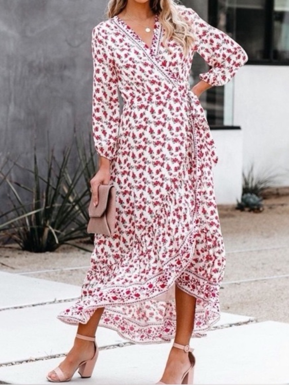 Anthropologie If By Sea Floral Wrap Midi Dress Small